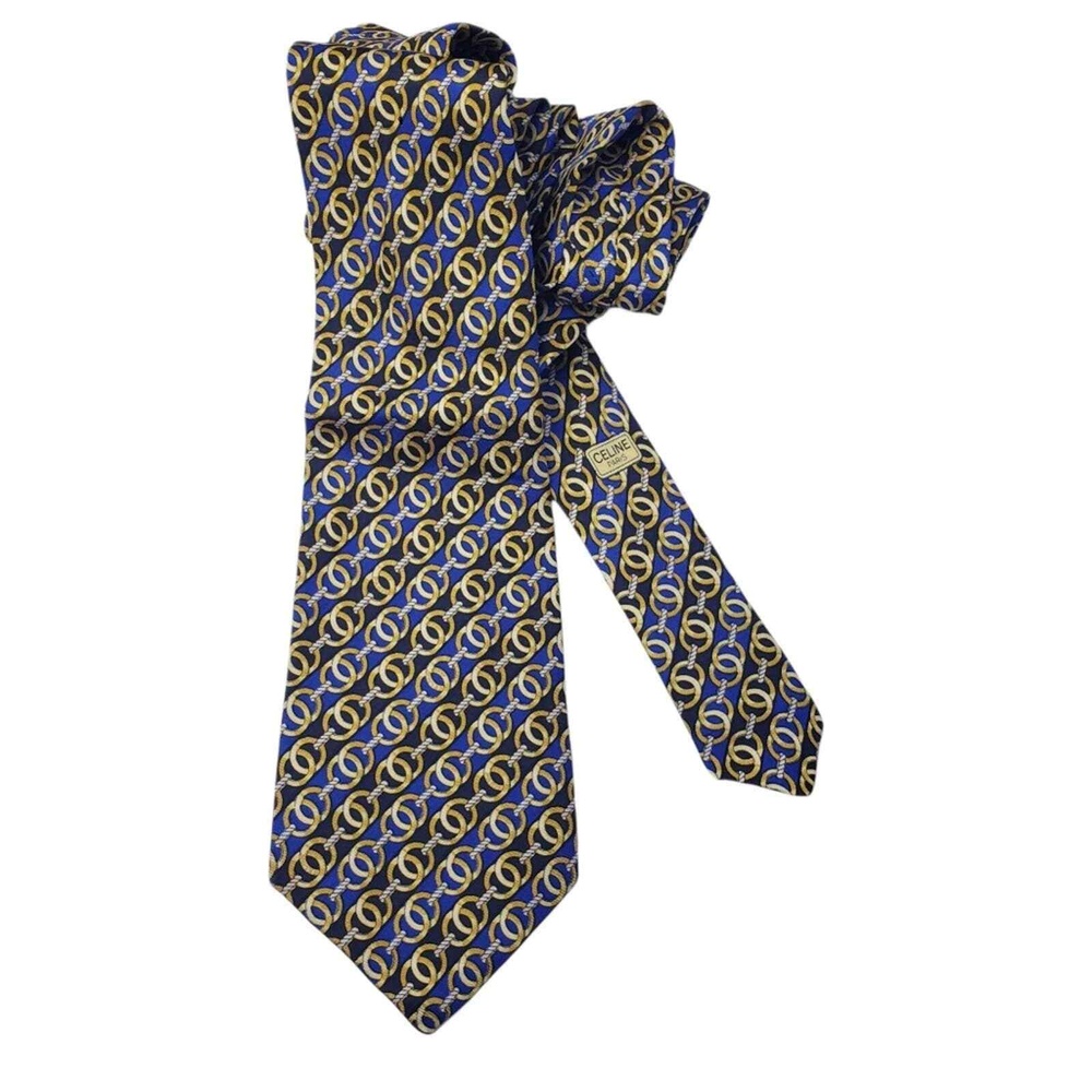 Celine 100% Pure Silk Chains / Links Pattern Made in Spain